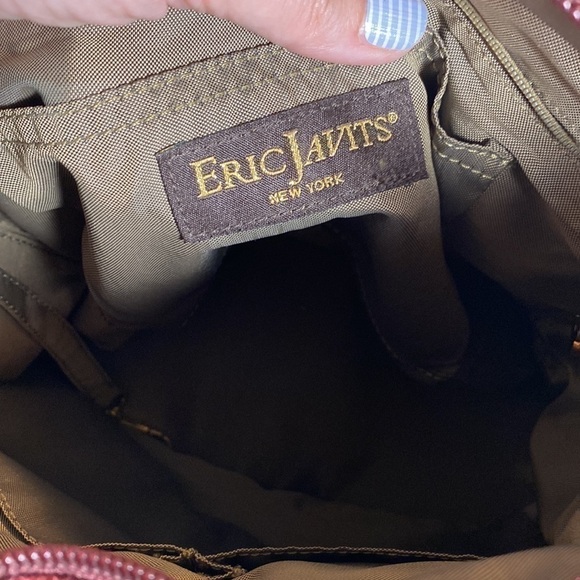 Eric JAVITS Quilted Leather Tote Shoulder Bag Purse Burgandy - Picture 6 of 16